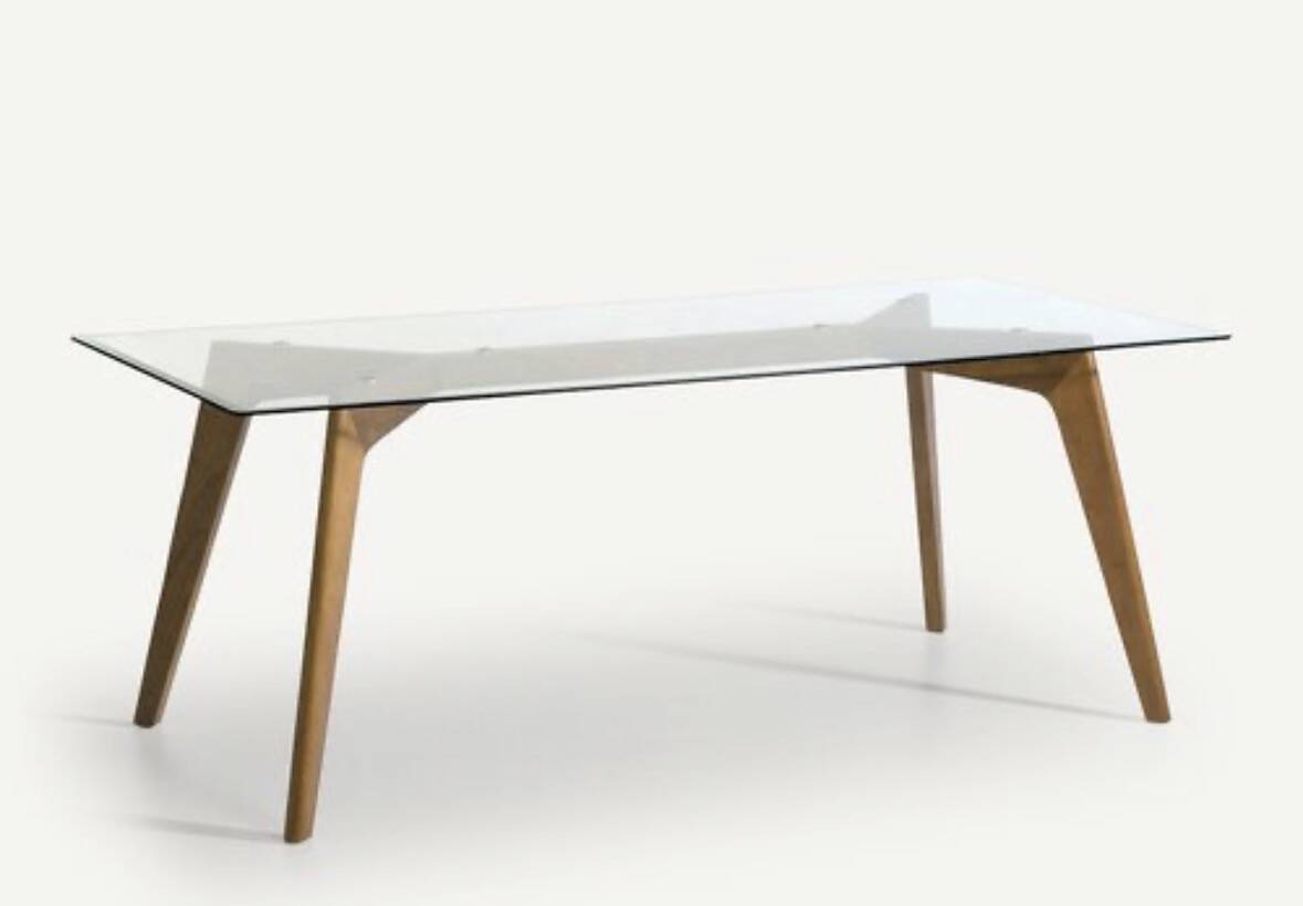 Table am/pm walnut and glass