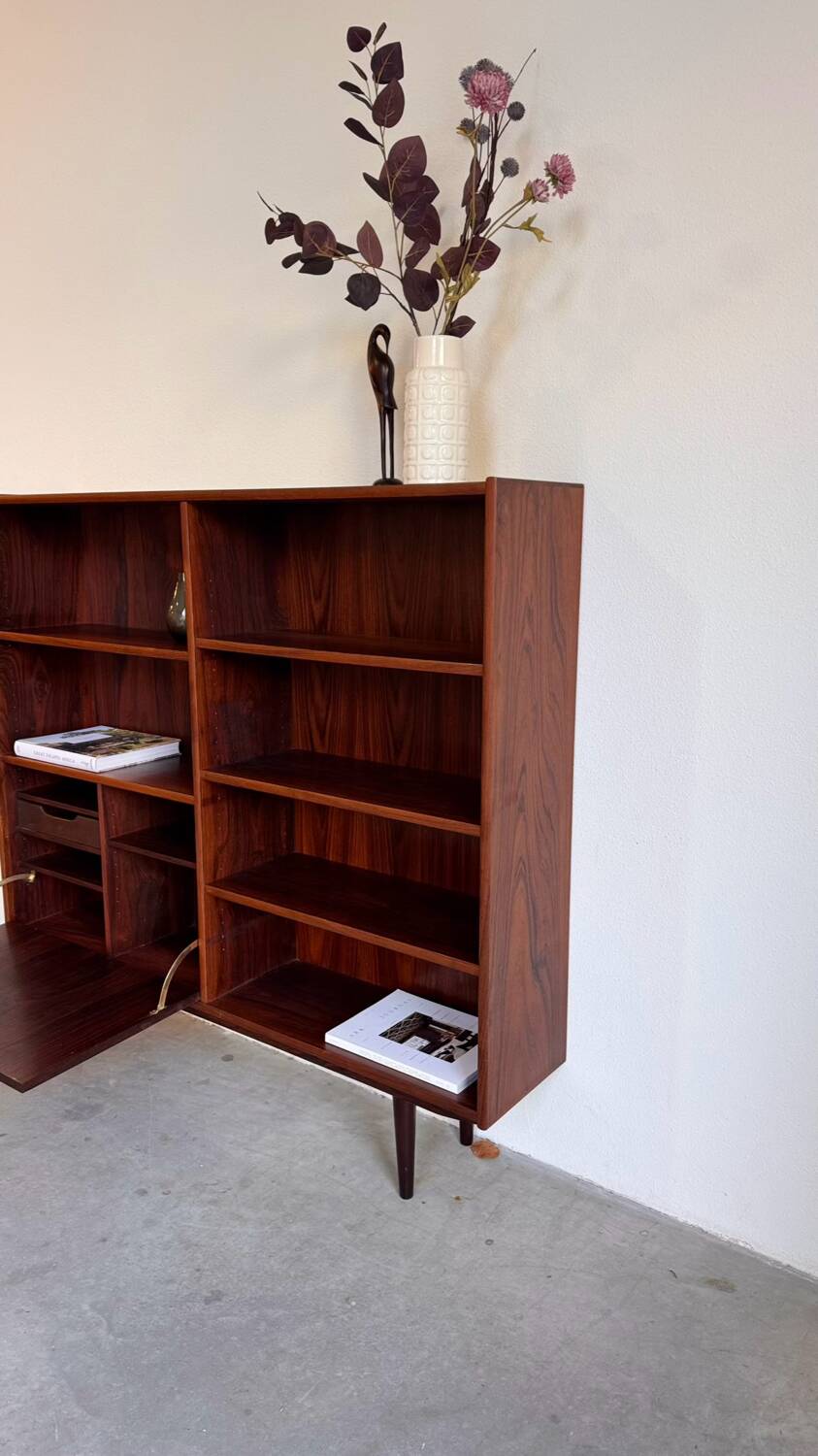 Vintage bookcase rosewood with flapdoor