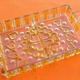 Rectangular-shaped servant dish Yellow tinted glass