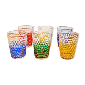 Lot de 6 verres multicolore vintage