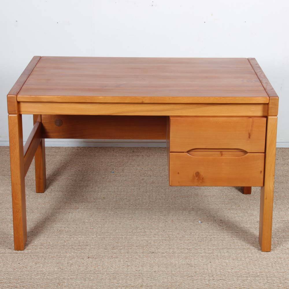 Vintage elm desk produced by Maison Regain, 1980