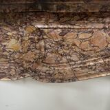 Louis XV style fireplace, Pompadour model, speckled breccia marble, 19th century