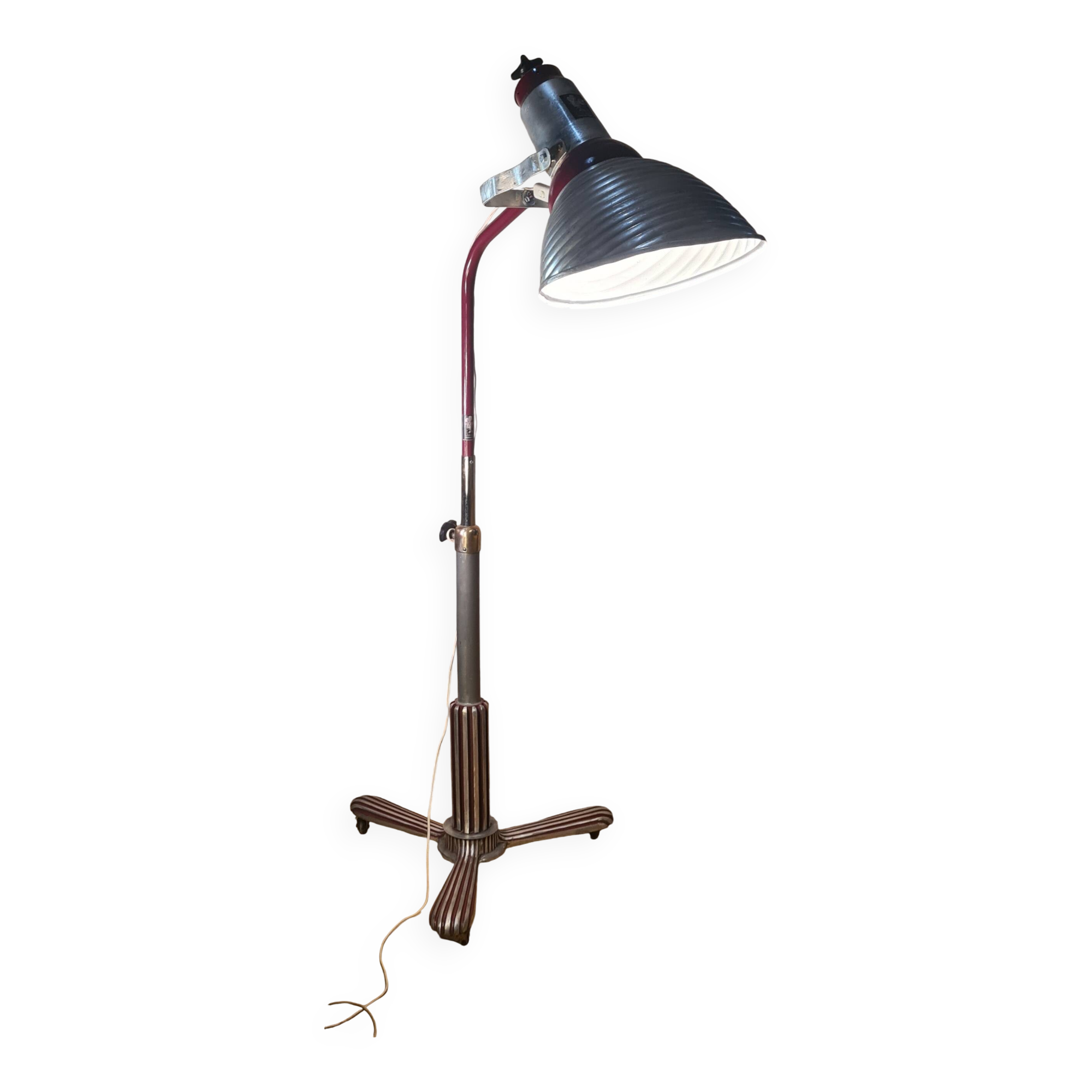 1940 rare style floor lamp projector feet on casters solid aluminum 180x110x70