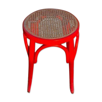 Tabouret vintage bois et assise canné