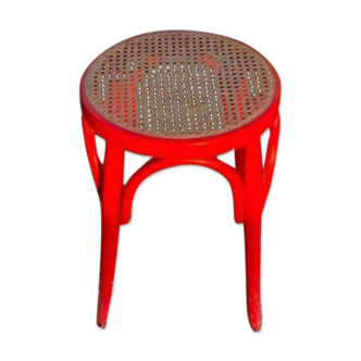 Vintage wooden stool and canned seat