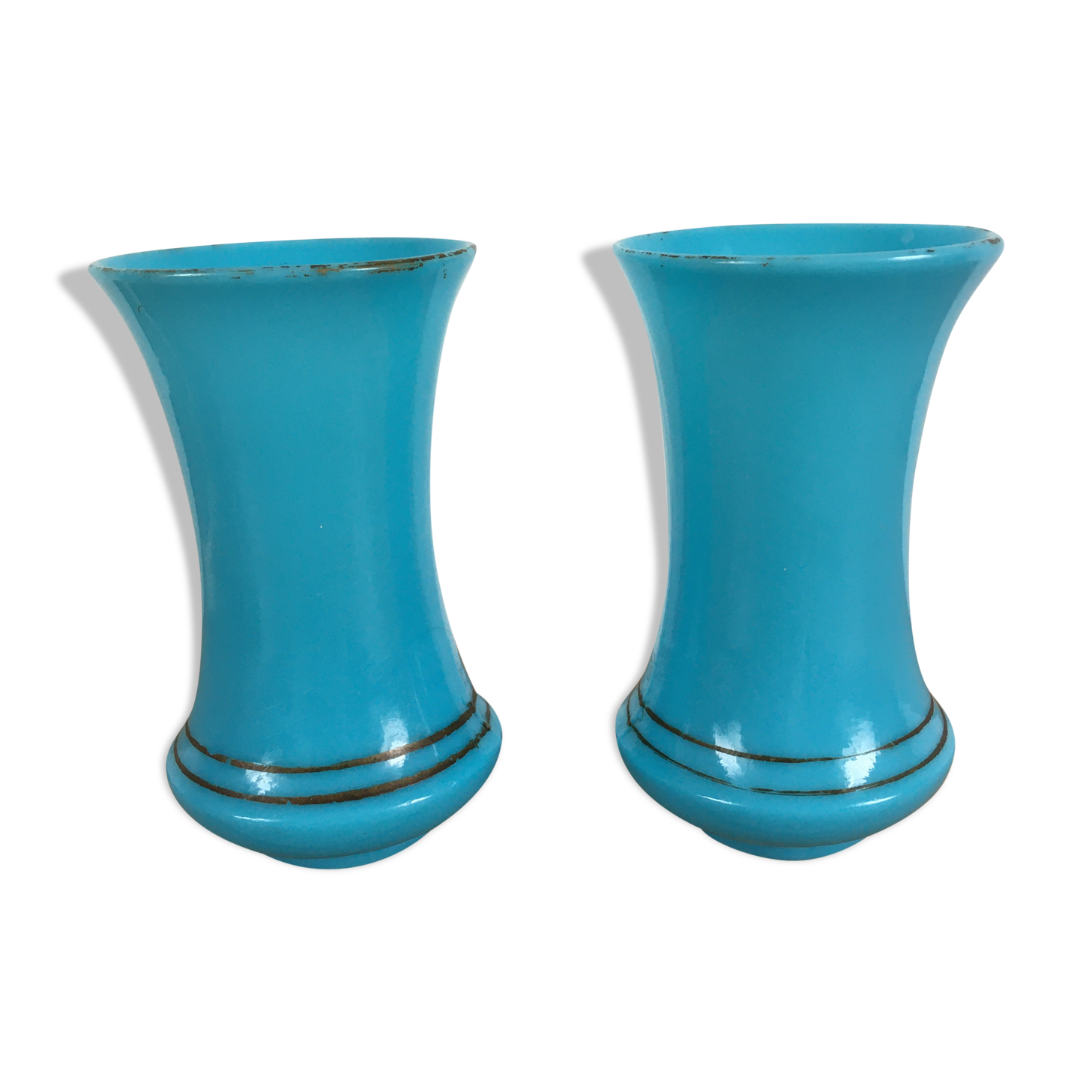 Pair of turquoise blue opaline vases