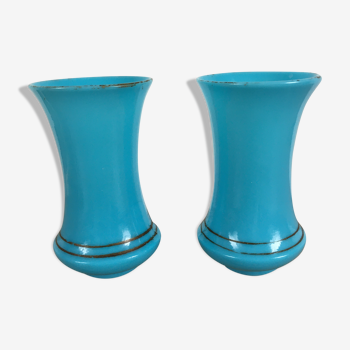 Pair of turquoise blue opaline vases