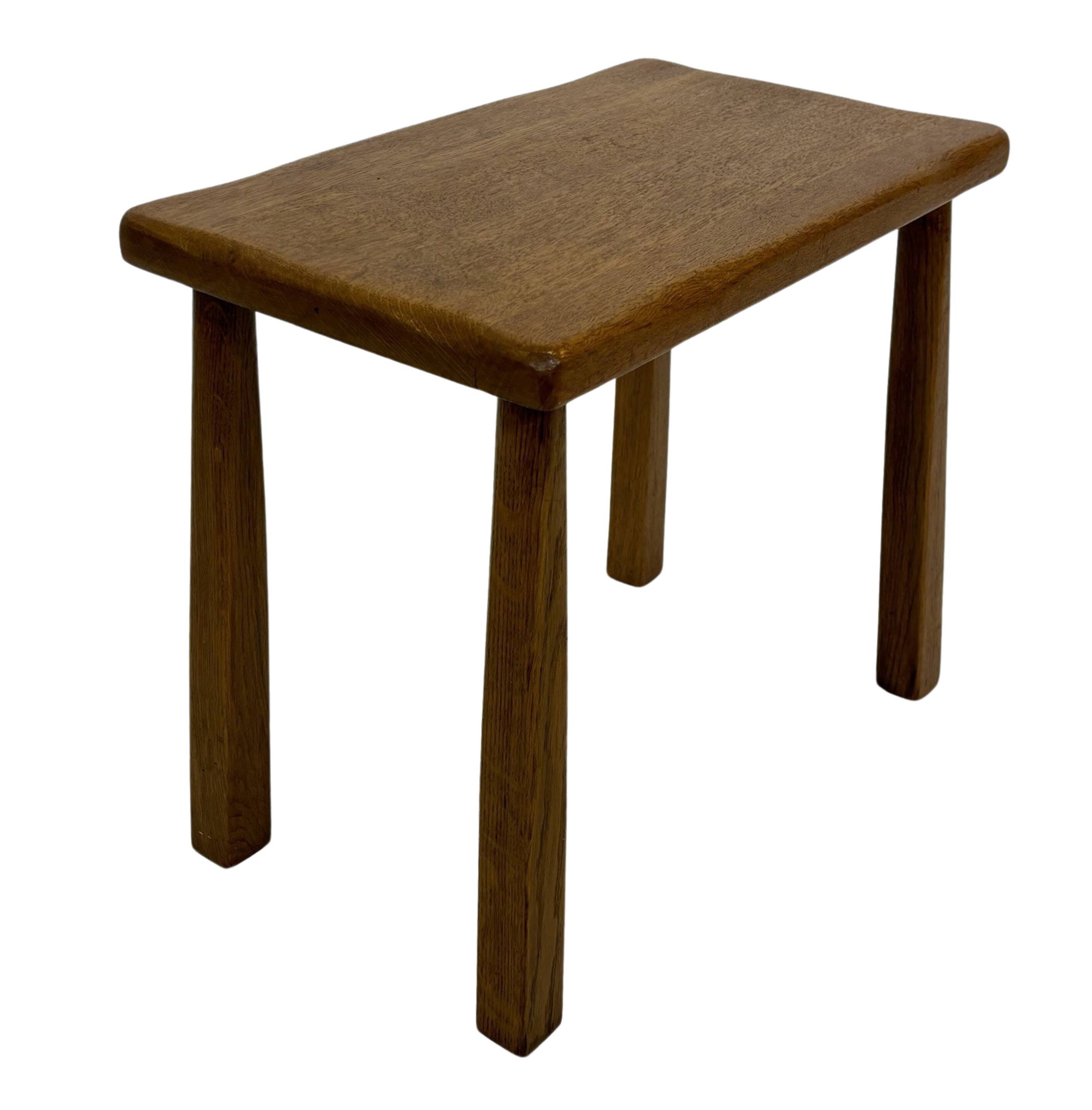 Vintage Set of 3 brutalist oak side or nesting tables 1970s