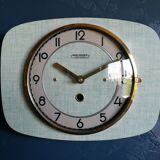 Vintage formica clock silent rectangular wall clock "Manufrance green"