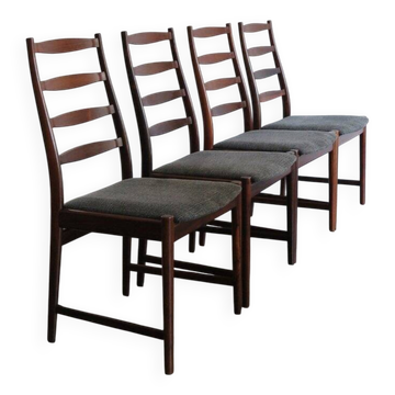 Set of Danish Dark Wood Dining Chairs by Arne Vodder, 1960s