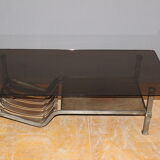 Table basse en fer forgé et cuir vers 1970