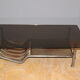 Table basse en fer forgé et cuir vers 1970