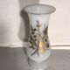 Ancient Glass Vase Opalin White - Drawing Golden Roses Form Vintage Cup