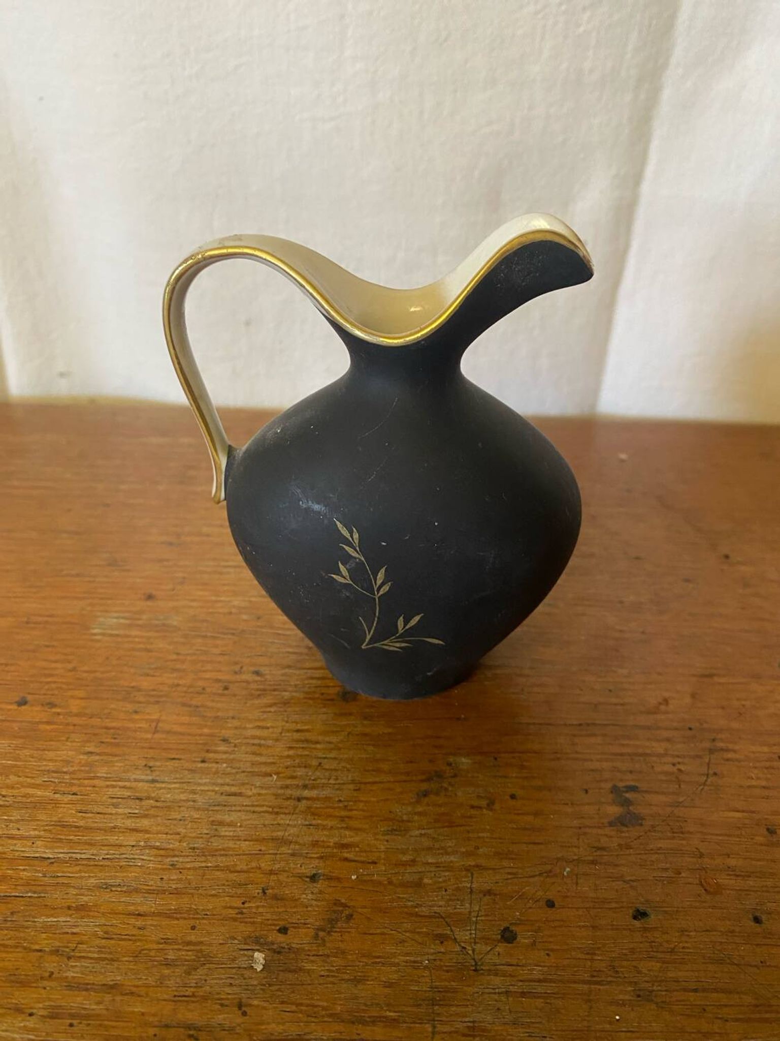 Antique Pitcher ROYAL Porcelain Bavaria Painted Decor + 22K Gold Vintage #C