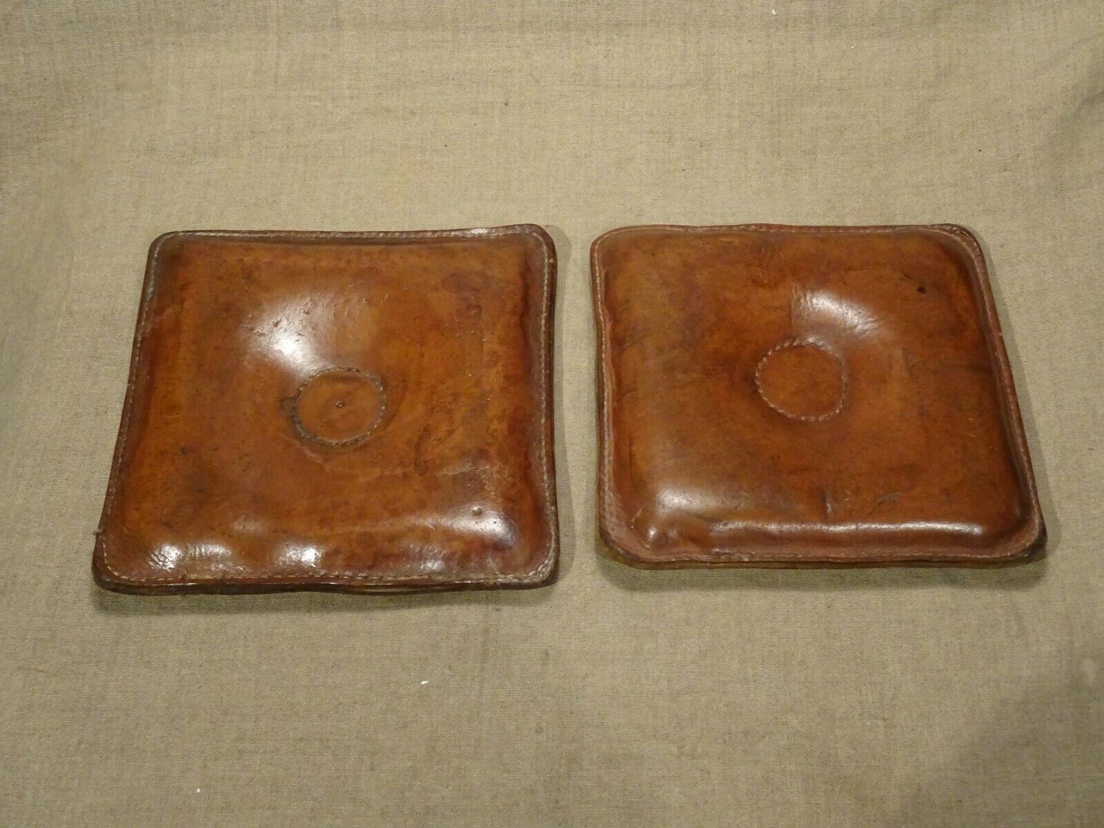 2 old leather elbow cushions for sport arm wrestling