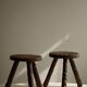 A pair of Wabi Sabi stools carved from pine, mid-century modern Swedish style, 1960s.