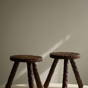 A pair of Wabi Sabi stools carved from pine, mid-century modern Swedish style, 1960s.