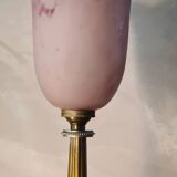 Bronze tulip lamp glass paste signed d'Eross