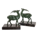 Pair of vintage ibex bookends from 1940-1950 in marble and metal.
