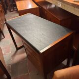 Bureau rétro vintage en teck et cuir du milieu du siècle – Élégant et fonctionnel des années 1960