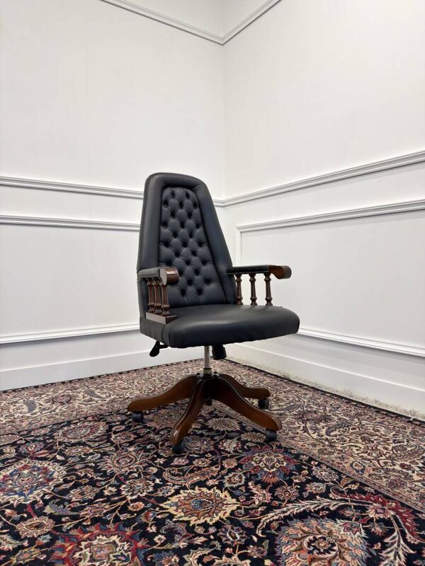 Chaise de bureau Chesterfield classique anglaise noire