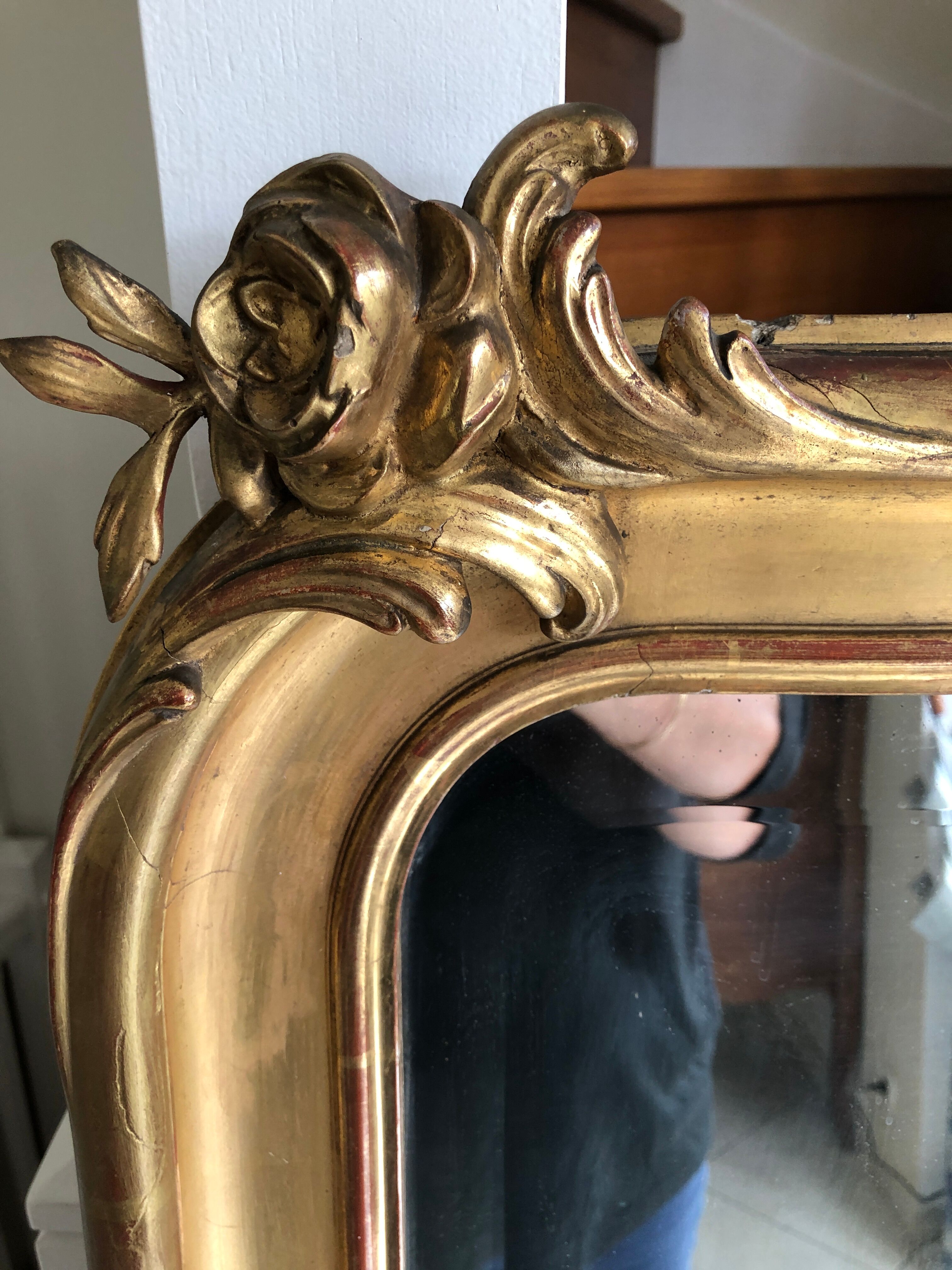 Golden mirror Louis Philippe nineteenth century Louis XV large model 100x170cm