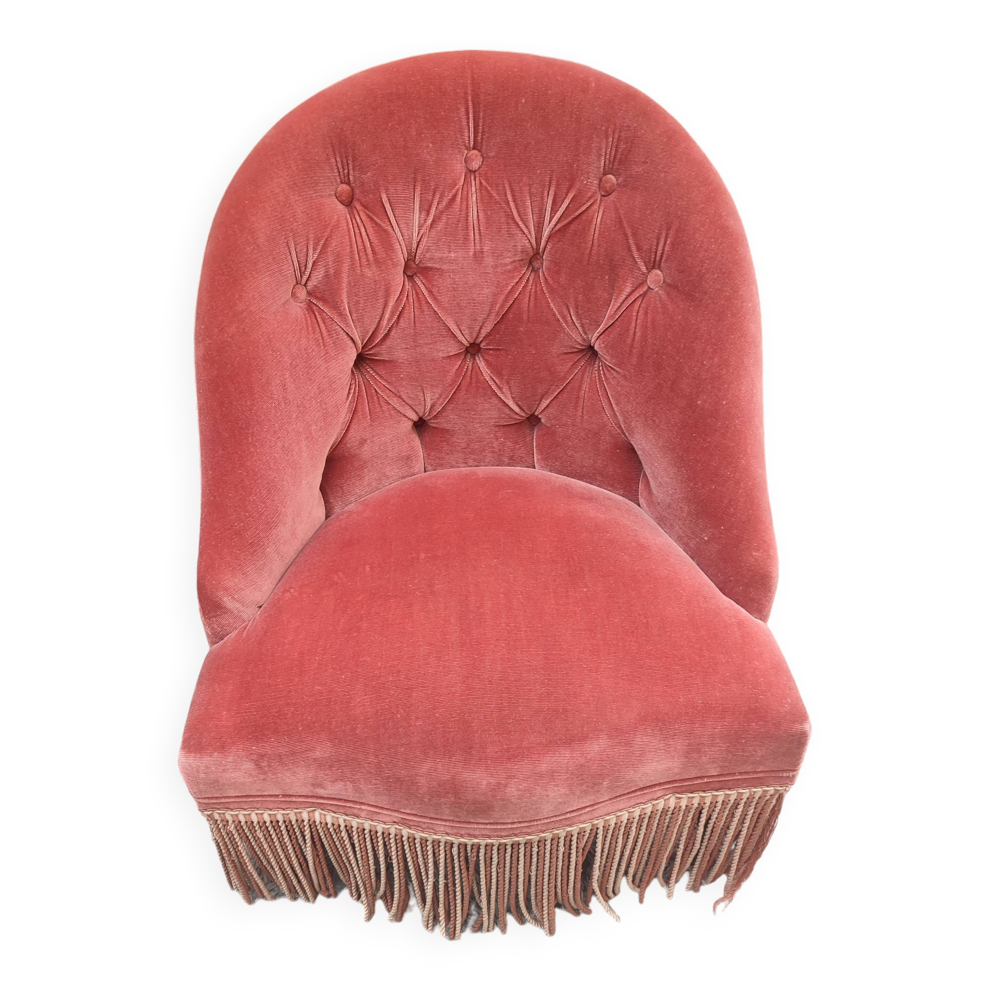 Pink velvet toad armchair