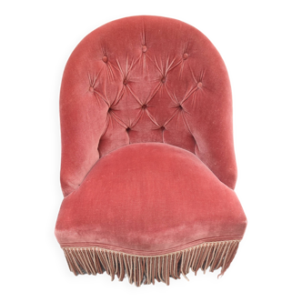 Fauteuil crapaud velours rose
