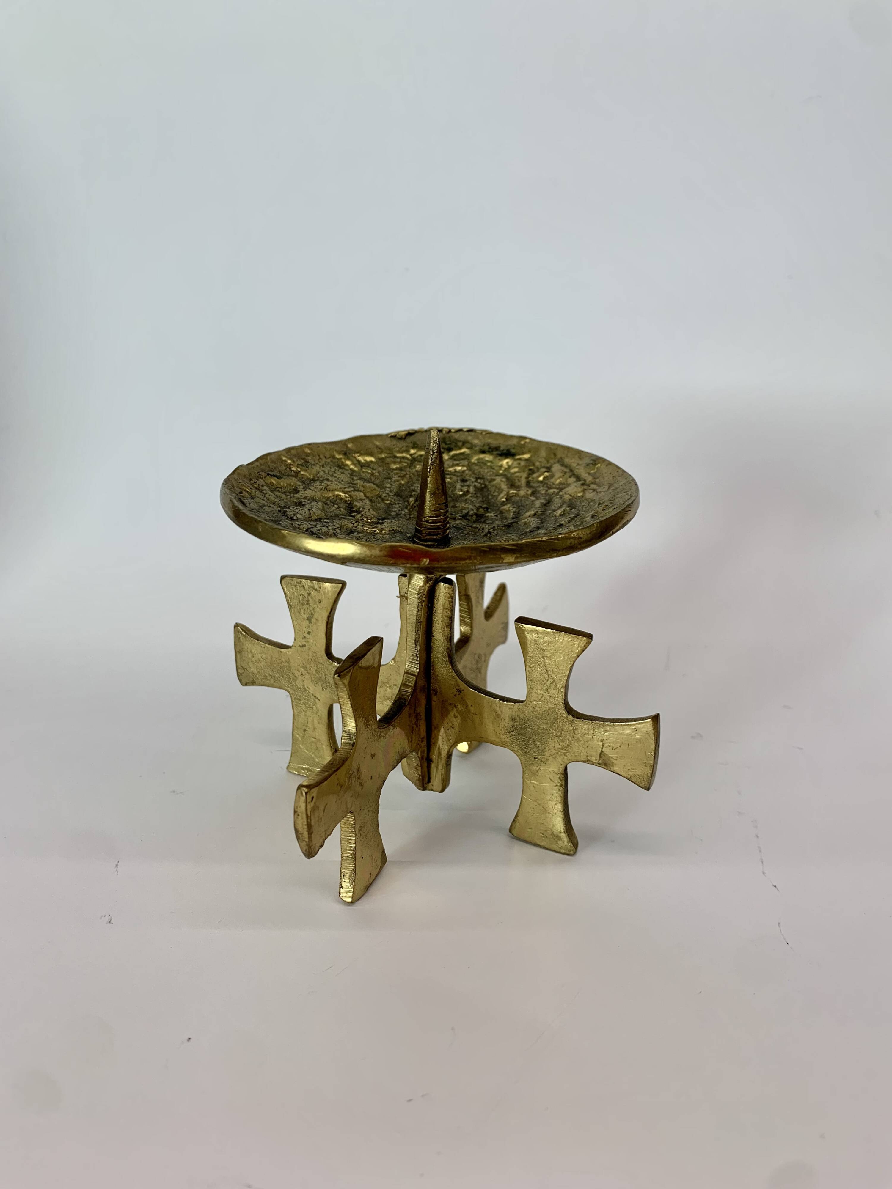 Brutalist bronze candleholder, 1970s