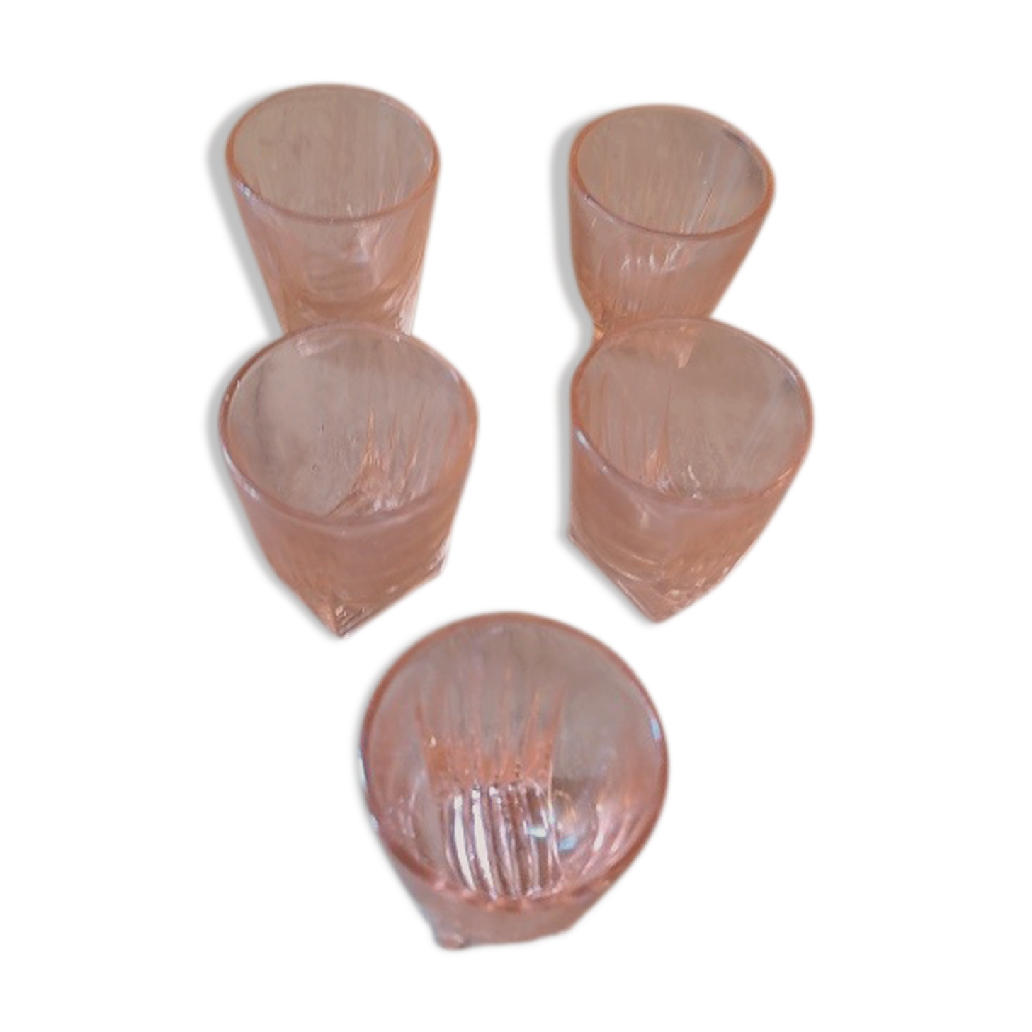 vintage pink deco liqueur glass