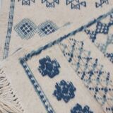 Handmade white and blue margoum carpet  145x70cm