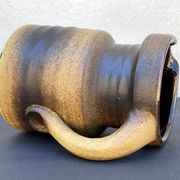 Vintage brown ceramic ear vase / jug vase