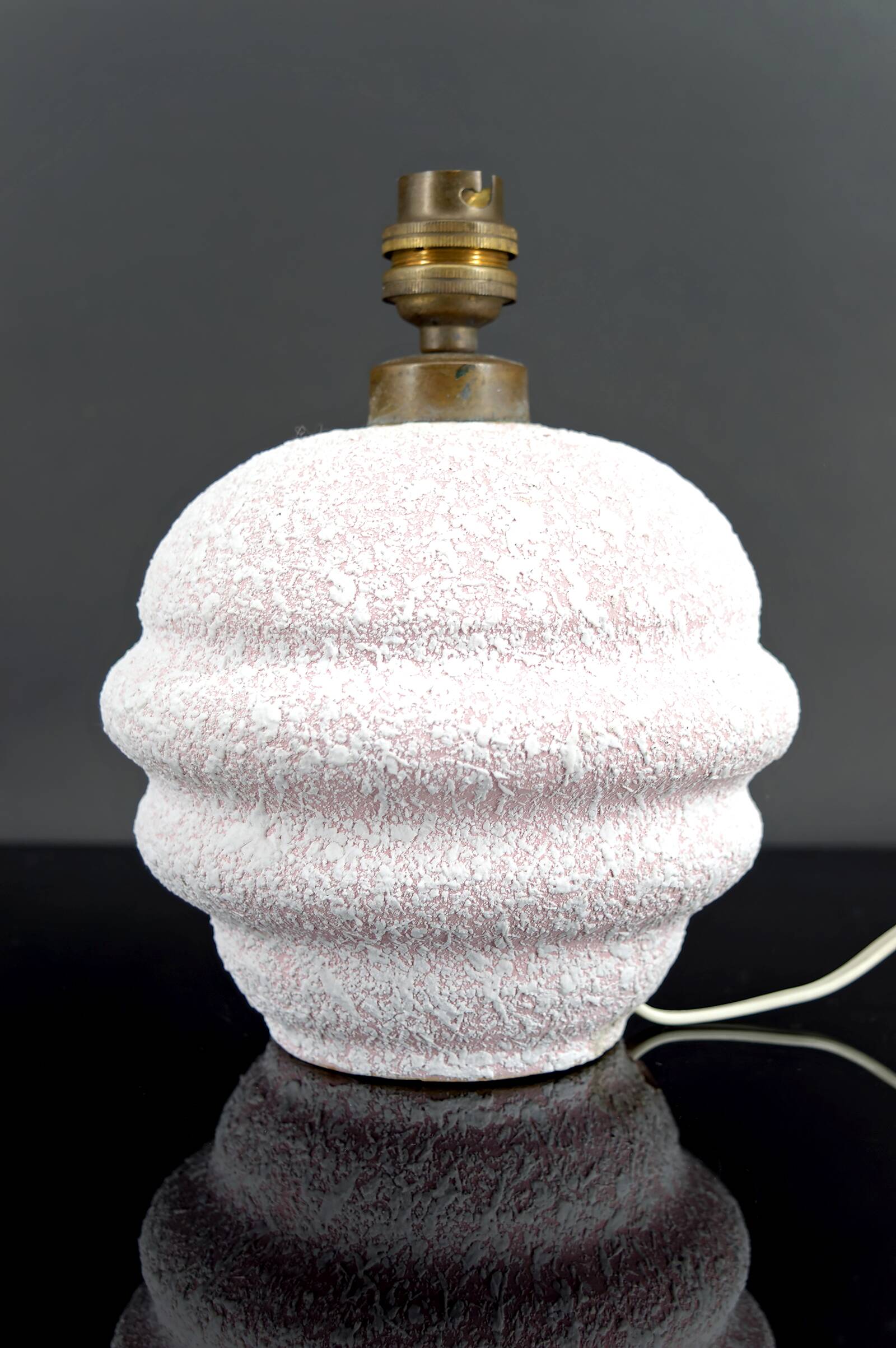 Crisp Glazed Ceramic Ball Lamp, Art Deco, France, Circa 1930