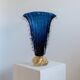 Vintage Murano glass vase by Barovier, royal blue with gold, 1960s.