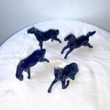 Lot 4 old horses vintage blue statuettes