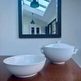 Soup tureen and large bowl in ribbed white porcelain, Royal Copenhagen