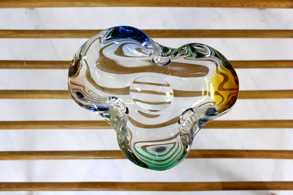 Table basse en bois avec plateau en verre de Drevozpracujici Druzstvo, années 1960