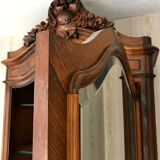 Bonnetière antique wardrobe with beveled ice interior elm magnifying glass style rocaille louis xv