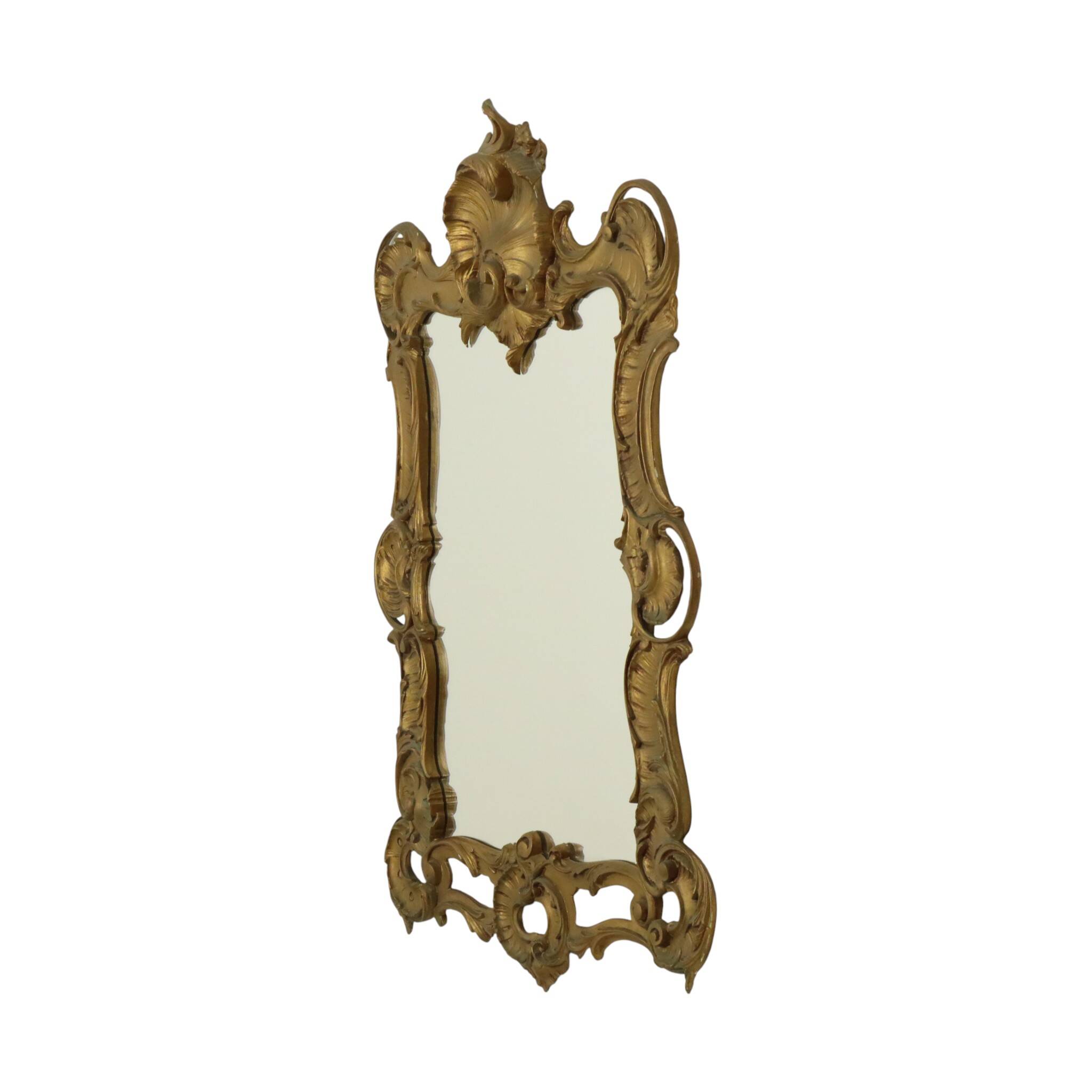 Italian Crested Mirror Rococo Style Gold-Colored Resin 84cm