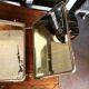 Bevelled triptych barber mirror 57x16cm