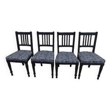 4 Chaises de style Louis XVI de couleur noir effet vieillies , Totalement relookée