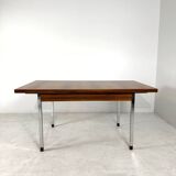 Extendable Vintage teak diningtable with Chrome legs by Alfred Hendrickx Belform
