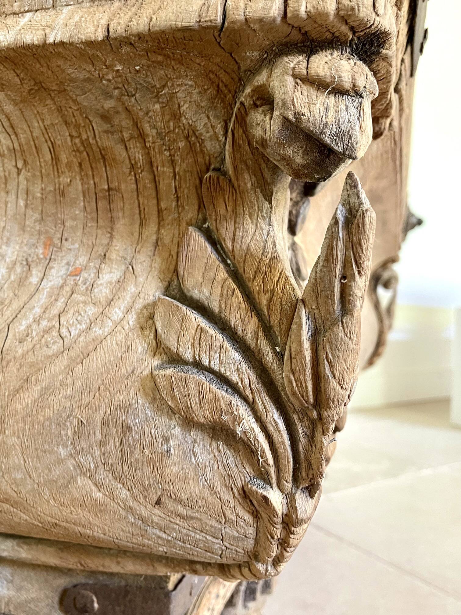 Door & old Indian balcony from Rajasthan in solid teak