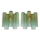 Pair of Contemporary Italian Murano Glass “Tronchi” Wall Sconces in Green