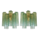 Pair of Contemporary Italian Murano Glass “Tronchi” Wall Sconces in Green