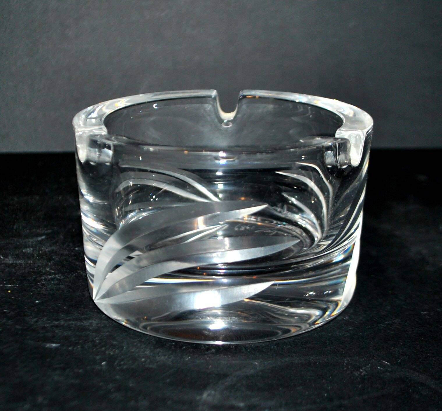 Vintage cut crystal ashtray signed Carabin 1989