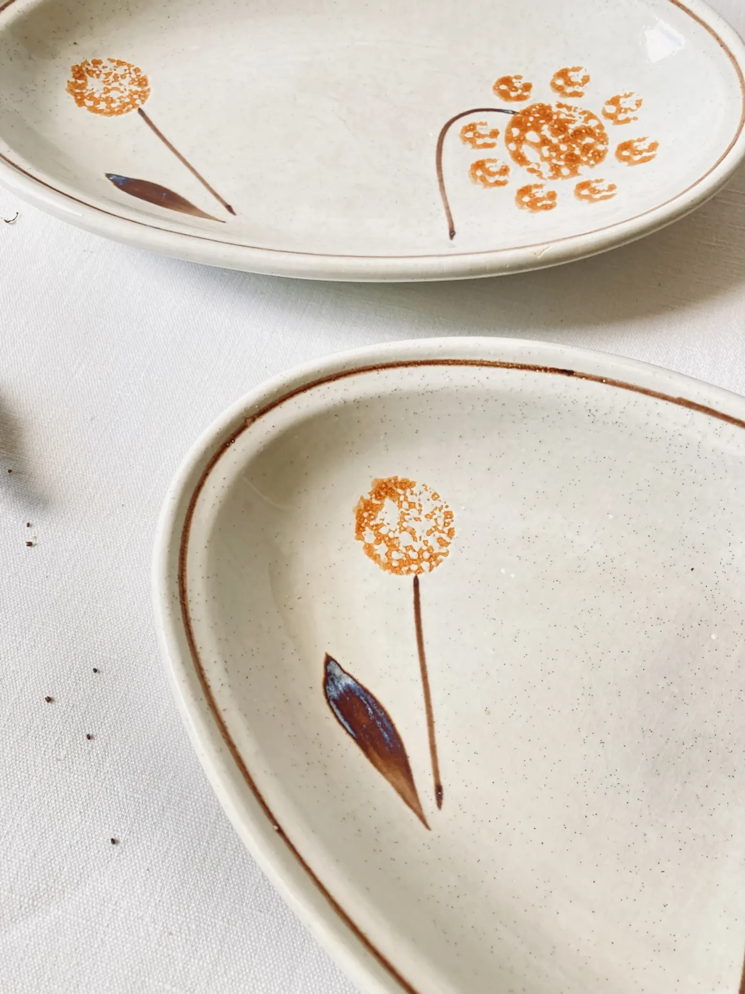 Pair of vintage earthenware dishes from Sarreguemines, 1970s
