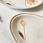 Pair of vintage earthenware dishes from Sarreguemines, 1970s