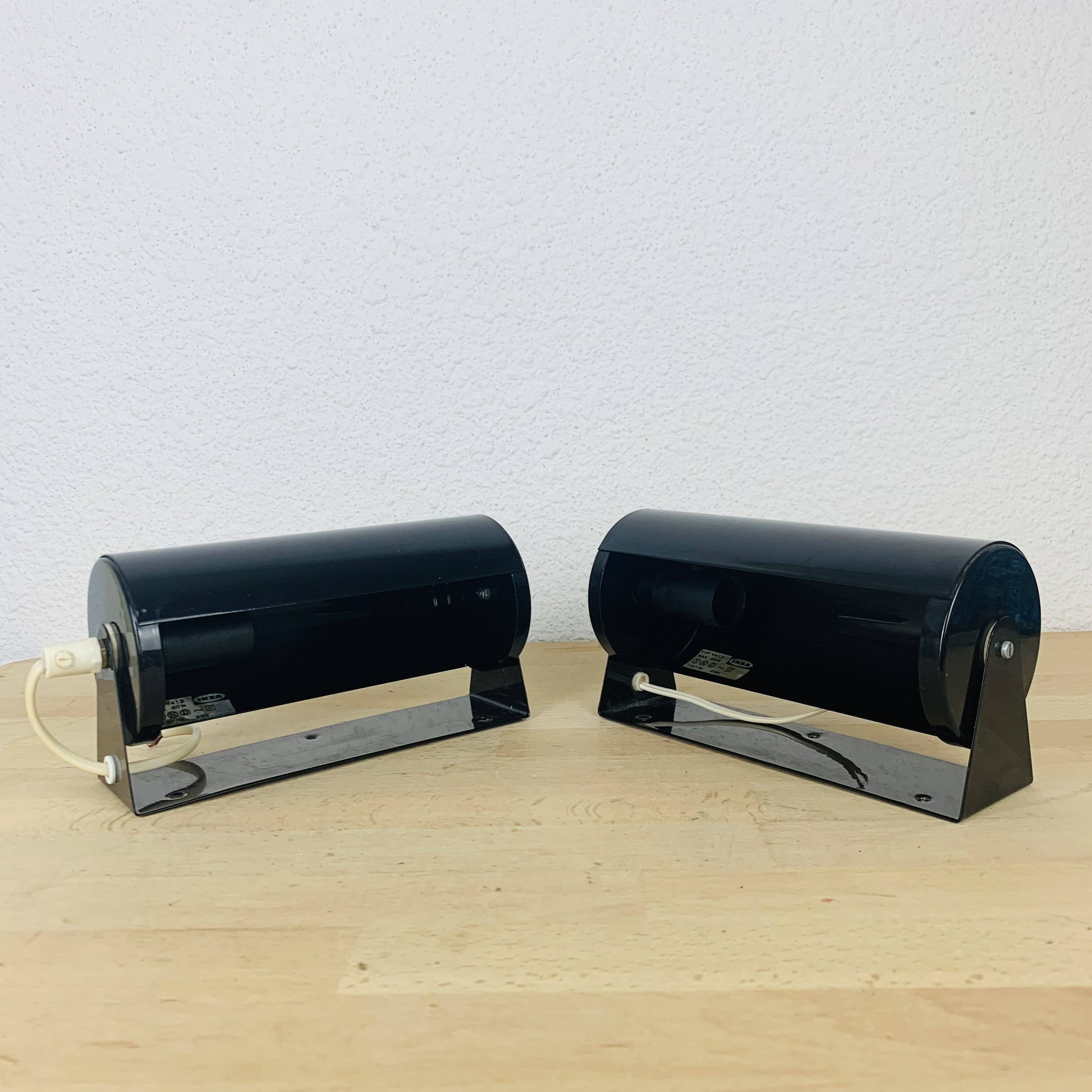 Pair of vintage black Ikea V413 roller wall lights