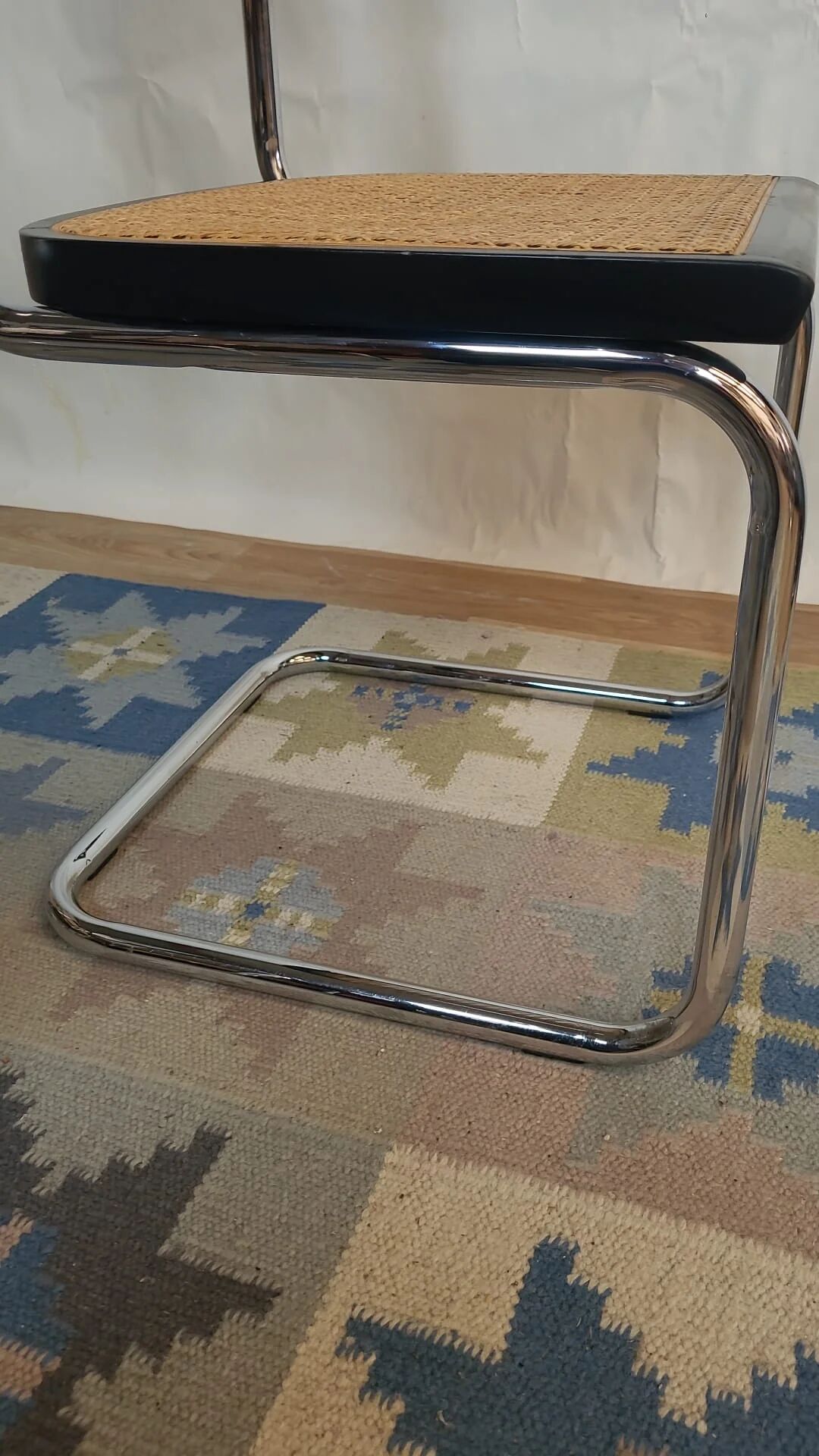Set of 4 black Cesca B32 chairs after Marcel Breuer, Italy.